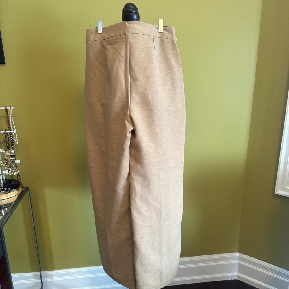 BERKSHA NWOT Camel Tan Wide Leg Tailored Trousers High Rise Corporate Chic US 8 - Picture 4 of 7